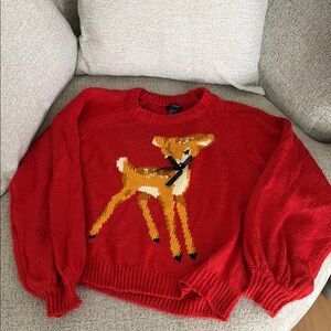 Forever 21 Red Sweater with Deer Design
